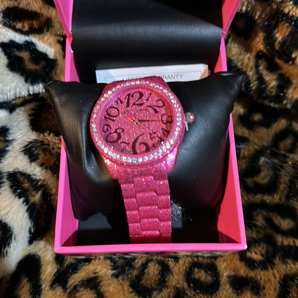 Betsey Johnson Accessories - Betsey Johnson Pink Sparkly Watch NIB